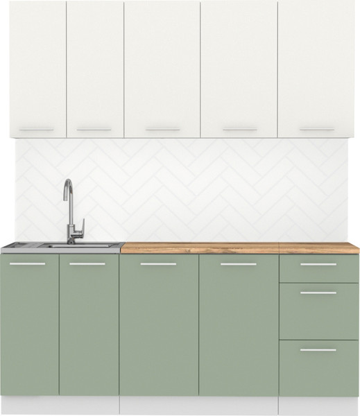 Изображение товара Кухонный гарнитур Артём-Мебель Оля СН-114 без стекла МДФ 1.8м (веллюто ванила/веллюто фисташка)