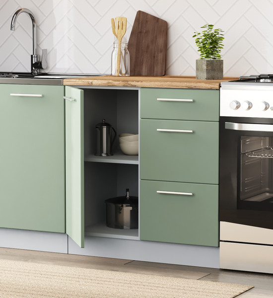 Изображение товара Кухонный гарнитур Артём-Мебель Оля СН-114 без стекла МДФ 1.8м (веллюто ванила/веллюто фисташка)