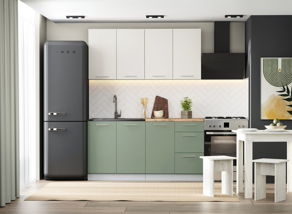 Изображение товара Кухонный гарнитур Артём-Мебель Оля СН-114 без стекла МДФ 1.6м (веллюто ванила/веллюто фисташка)