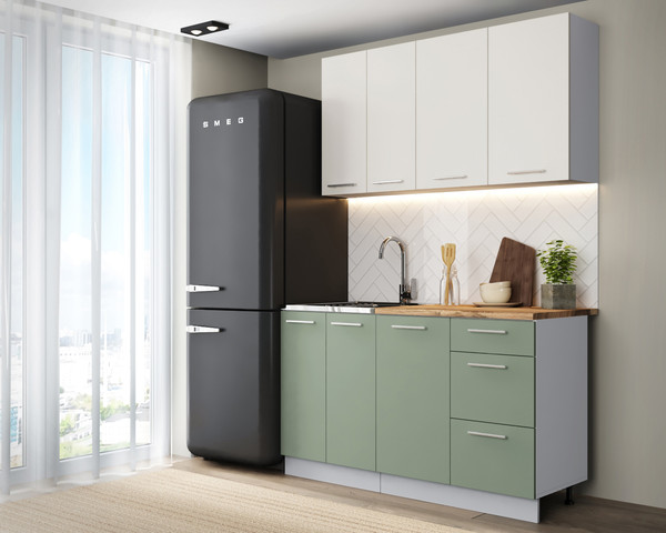 Изображение товара Кухонный гарнитур Артём-Мебель Оля СН-114 без стекла МДФ 1.4м (веллюто ванила/веллюто фисташка)