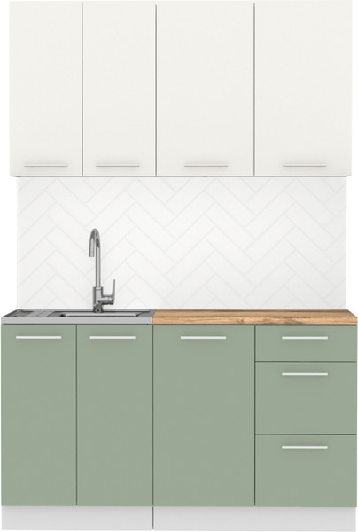 Изображение товара Кухонный гарнитур Артём-Мебель Оля СН-114 без стекла МДФ 1.4м (веллюто ванила/веллюто фисташка)