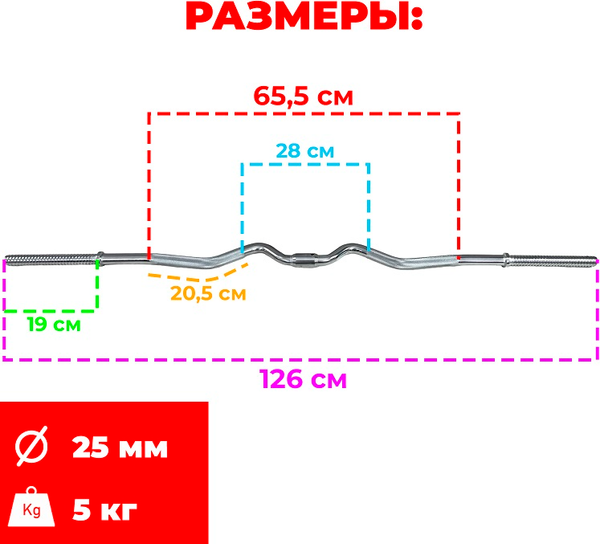 Изображение товара Гриф для штанги Atlas Sport Разборный EZ-образный EZ1260-25
