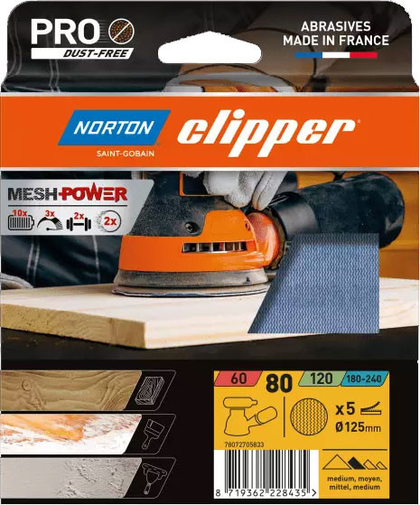 Изображение товара Набор шлифлистов Norton 225мм Р180 / 78072705846 (3шт)