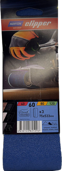 Изображение товара Набор шлифлент Norton 75х533мм Р60 / 78072727994 (3шт)