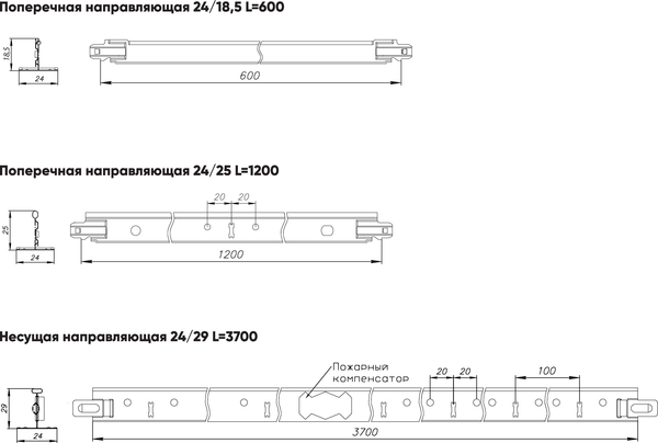 Изображение товара Профиль для подвесного потолка Албес T 24 Norma (3.7м, белый матовый)