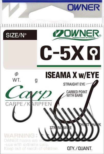 Изображение товара Набор крючков рыболовных Owner Carp Iseama X w/eye BC №3 / 53269-03 (8шт)