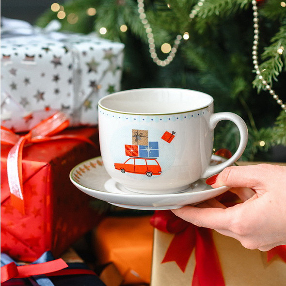 Изображение товара Чашка с блюдцем Andrea Fontebasso New Milk & Coffee Christmas Time Машина / NL6856GM250