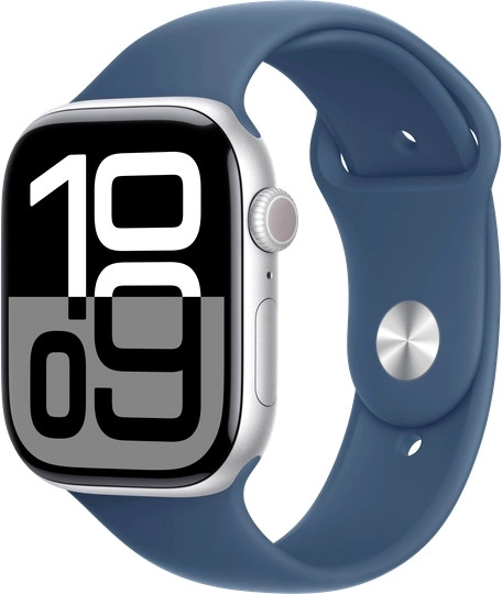 Изображение товара Умные часы Apple Watch Series 10 GPS 46mm / MWWL3 (серебристый/синий ремешок S/M)