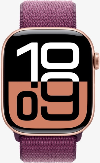 Изображение товара Умные часы Apple Watch Series 10 GPS 46mm / MWWV3 (розовое золото/сливовый плетеный ремешок)