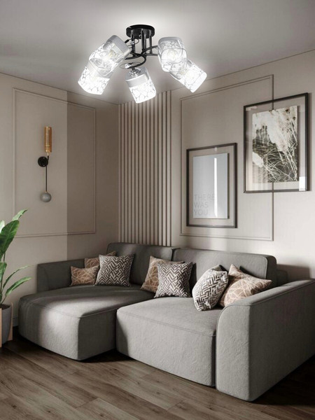 Изображение товара Люстра Aitin-Pro НПБ 02-5x60-101 / XA1517B/5 (черный/хром)