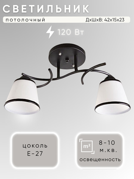 Изображение товара Потолочный светильник Aitin-Pro НПБ 02-2x60-101 / 1498/2 (черный)