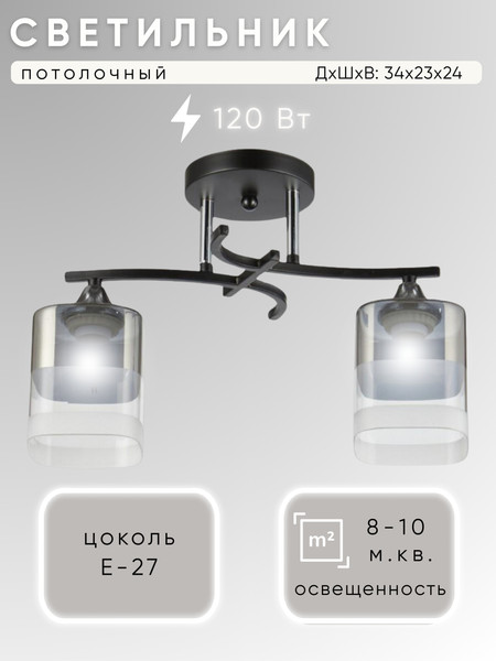 Изображение товара Потолочный светильник Aitin-Pro НПБ 02-2x60-101 / 5015/2 (черный/хром)