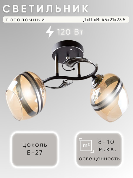 Изображение товара Потолочный светильник Aitin-Pro НПБ 02-2x60-101 / 5724/2 (черный/хром)