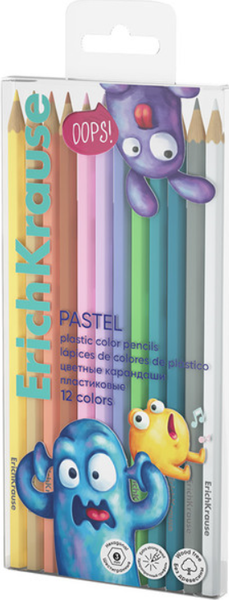 Изображение товара Набор цветных карандашей Erich Krause Jolly Friends Pastel / 61802 (12цв)