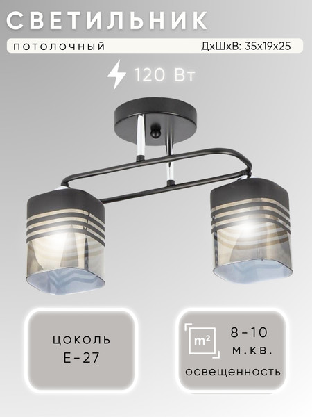 Изображение товара Потолочный светильник Aitin-Pro НПБ 02-2x60-101 / 70205/2 (черный/хром)