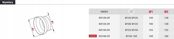 Изображение товара Соединитель воздуховода Awenta KO125-29