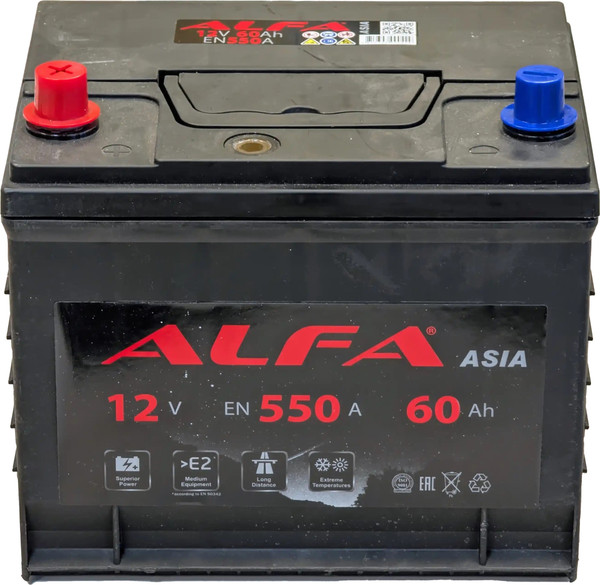 Изображение товара Автомобильный аккумулятор ALFA battery Asia JL 550A (60 А/ч)