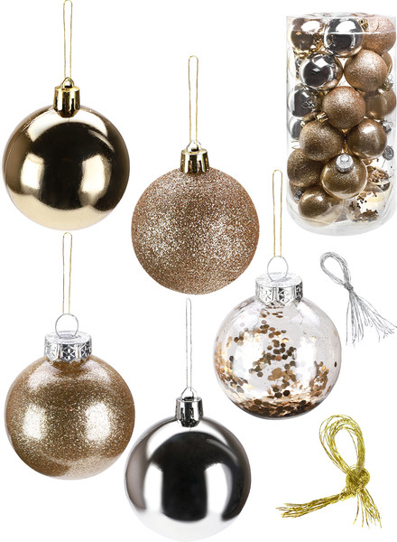 Изображение товара Набор шаров новогодних Miland Праздник в золотых оттенках / НУ-4205 (30шт, 6см)