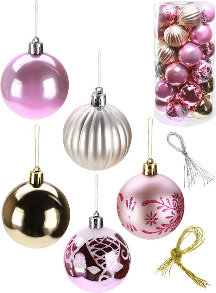 Изображение товара Набор шаров новогодних Miland Праздник в нежных оттенках / НУ-4209 (30шт, 6см)