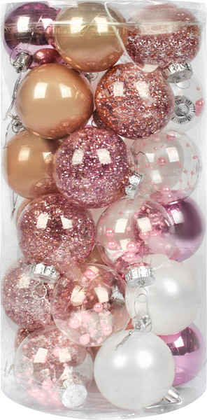 Изображение товара Набор шаров новогодних Miland Праздник в розовых оттенках / НУ-4210 (30шт, 6см)
