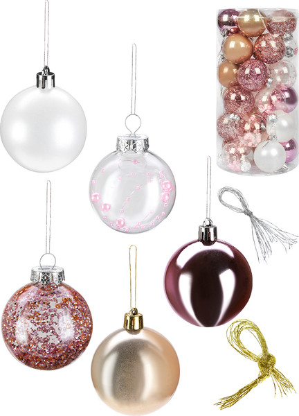 Изображение товара Набор шаров новогодних Miland Праздник в розовых оттенках / НУ-4210 (30шт, 6см)