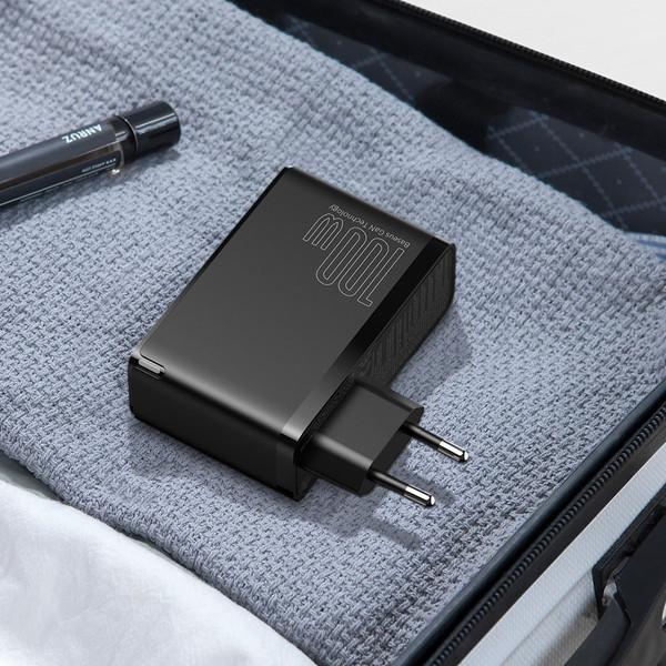 Изображение товара Зарядное устройство сетевое Baseus GaN5 100W 2xUSB-C/2xUSB-A / BAS-P10110302827Z1 (черный, с кабелем)