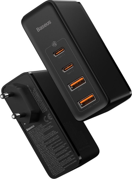Изображение товара Зарядное устройство сетевое Baseus GaN5 100W 2xUSB-C/2xUSB-A / BAS-P10110302827Z1 (черный, с кабелем)