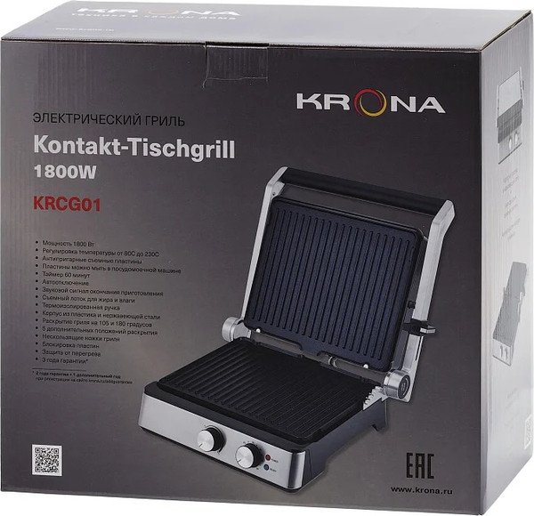 Изображение товара Электрогриль Krona Kontakt-Tischgrill 1800W / КА-00008913