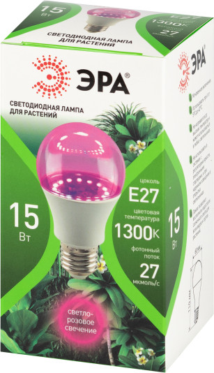 Изображение товара Лампа для растений ЭРА Green Line Фито A60-15W-PL-E27-GR / Б0064548