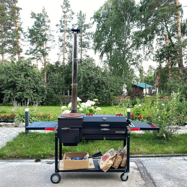 Изображение товара Печь-мангал Grillver Искандер Комфорт Эйр 400 New + крышка с решеткой гриль