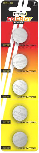 Изображение товара Комплект батареек Трофи CR2032/5B (5шт)