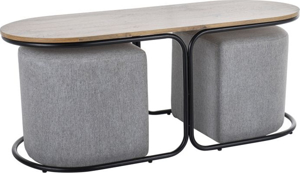 Изображение товара Журнальный столик Signal Dual + 2 пуфа (дуб артизан/черный/серый)