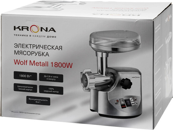 Изображение товара Мясорубка электрическая Krona Wolf Metall 1800W / КА-00008873