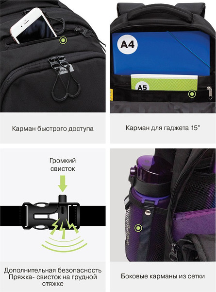 Изображение товара Рюкзак Grizzly RU-530-4 (черный/серый)