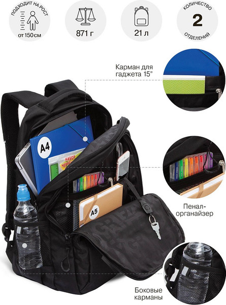 Изображение товара Рюкзак Grizzly RU-530-4 (черный/серый)