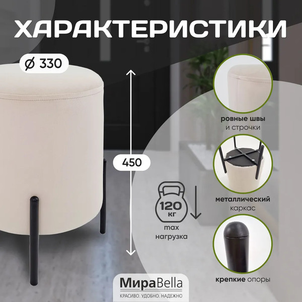 Изображение товара Пуф Мирабелла Барни Велюр (кремовый)