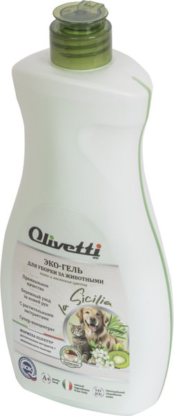 Изображение товара Средство для нейтрализации запахов и удаления пятен Olivetti Эко-гель Киви и весенние цветы (500мл)