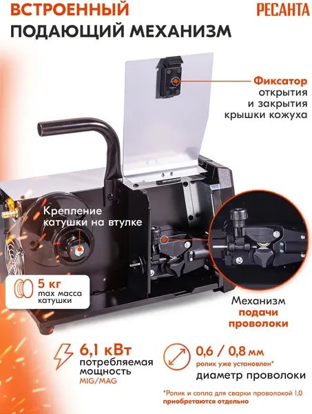 Изображение товара Полуавтомат сварочный Ресанта САИПА-180/5 MIG (65/190)