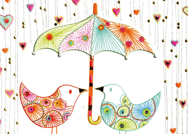 Изображение товара Открытка Turnowsky Две птички под зонтиком MO5809