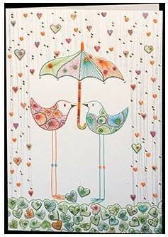 Изображение товара Открытка Turnowsky Две птички под зонтиком MO5809