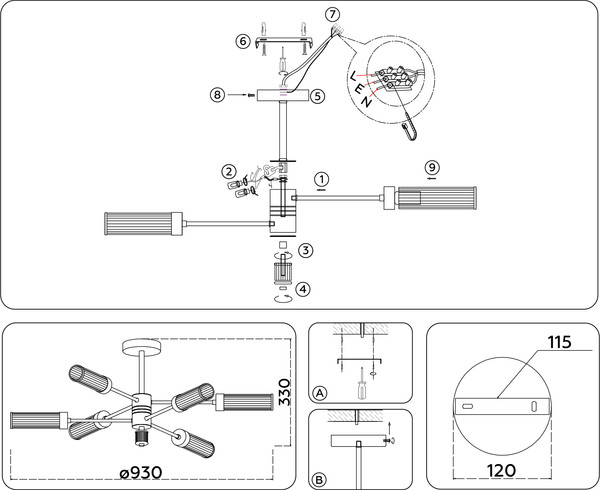 Изображение товара Люстра Ambrella LH55162/8 BS/CL (латунь/прозрачный)