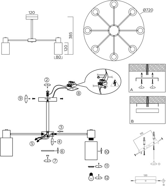 Изображение товара Люстра Ambrella TR9584/8 BS (латунь)