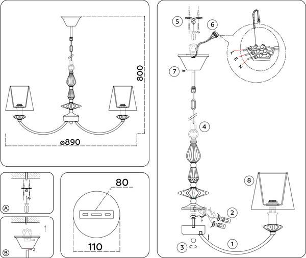 Изображение товара Люстра Ambrella LH75025/7 GD/PI (золото/розовый)
