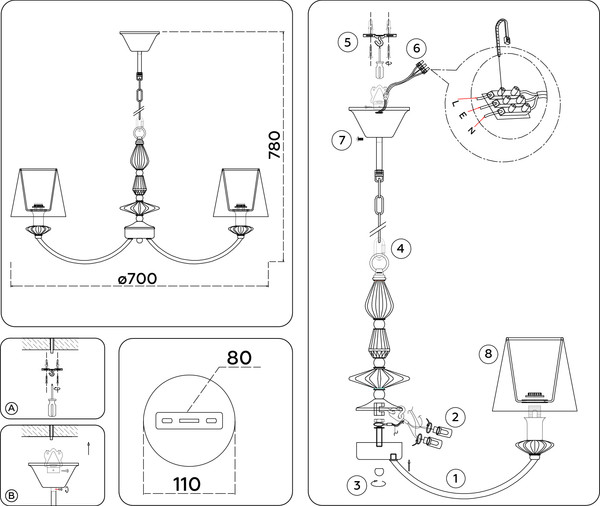 Изображение товара Люстра Ambrella LH75024/5 GD/PI (золото/розовый)