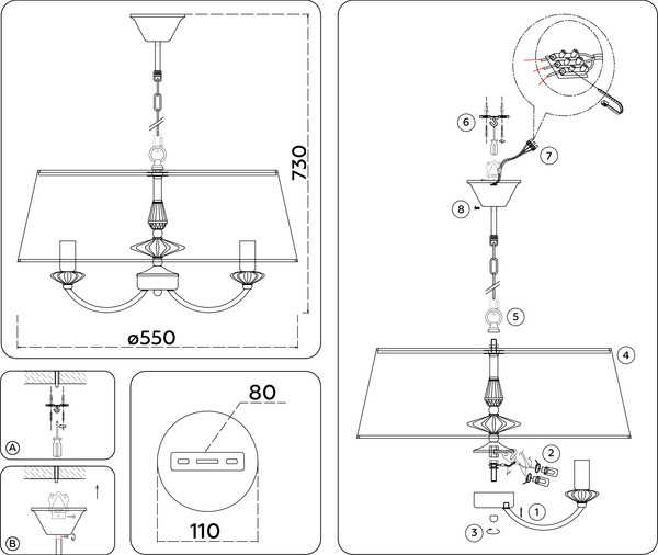 Изображение товара Люстра Ambrella LH75021/5 GD/PI (золото/розовый)