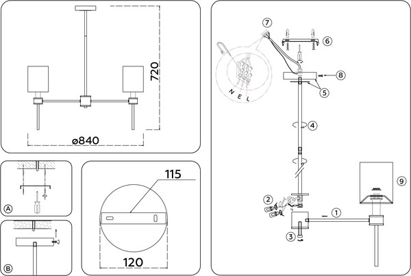 Изображение товара Люстра Ambrella LH72373/7 DBS/WH (темная латунь/белый)