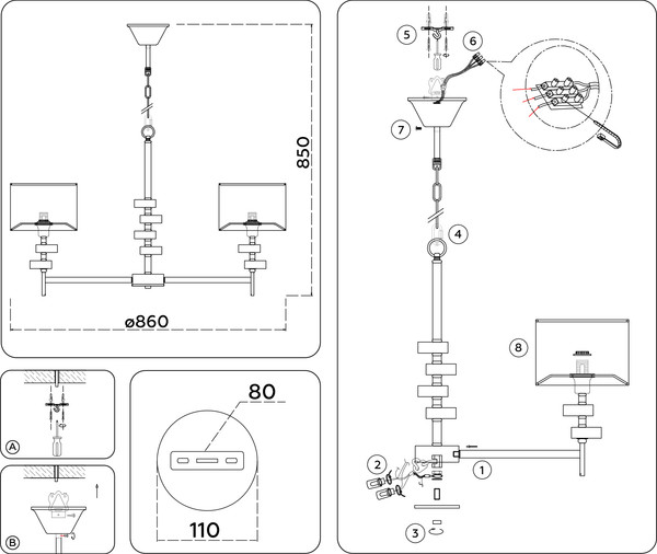 Изображение товара Люстра Ambrella LH71332/7 CGD (золото)