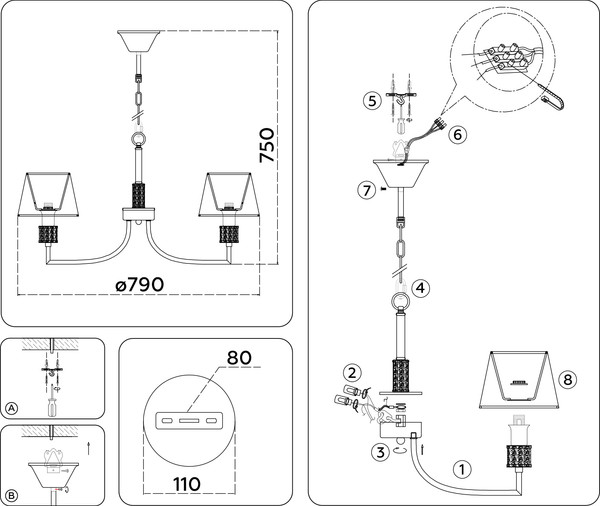Изображение товара Люстра Ambrella LH71217/8 CGD (золото)