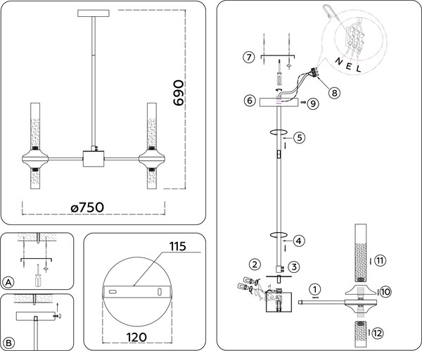 Изображение товара Люстра Ambrella LH55360/14 BS/CL (латунь/прозрачный)