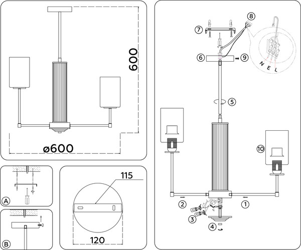 Изображение товара Люстра Ambrella LH56215/6 BS/FR (латунь/белый матовый)